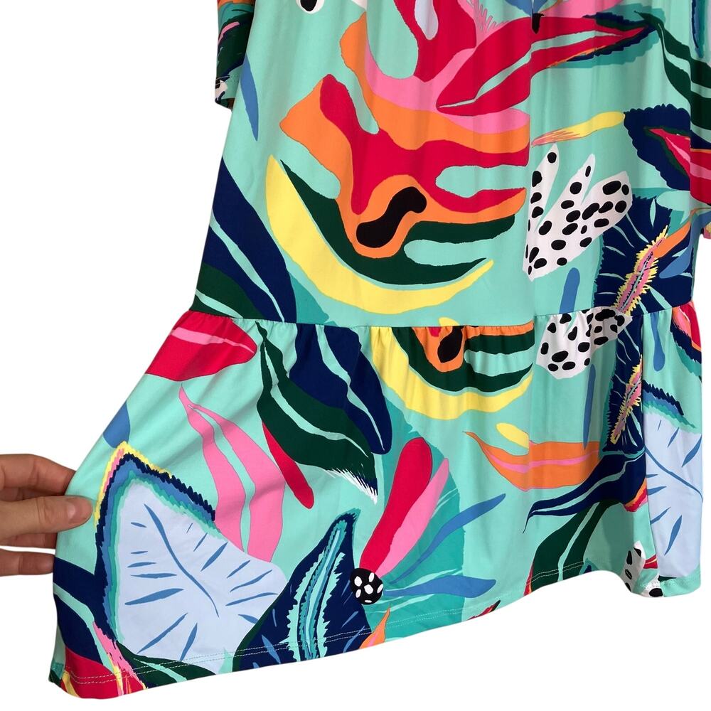 Mary Square Sz M Laguna Dress in Tropical Floral Print Tiered Babydoll Mini - Picture 5 of 16